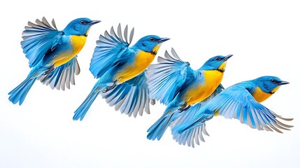 Fototapeta premium Vibrant blue birds in flight nature scene wildlife photography outdoor dynamic