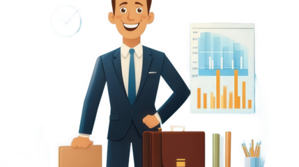 Merchants, coins and charts, arrows of growth