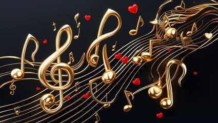 "Golden Symphony: Music Notes in Elegance"