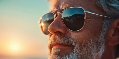 Sunglassed Man Enjoying Sunset