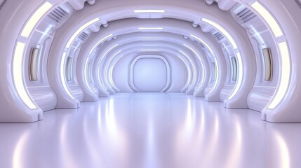 Obraz premium Futuristic Minimal White Room with Ultra-Clean Design. Generative AI