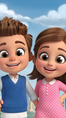 two children on a white background