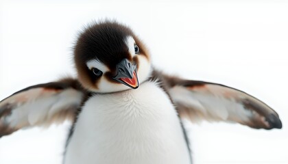 Adorable Chinstrap Penguin Chick with Wings Spread