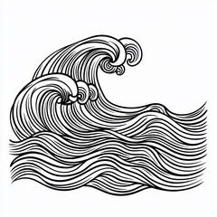 Intricate line art of ocean waves showcasing nature's powerful beauty.