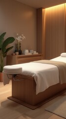 Professional Spa Treatment Room with Modern Massage Table and Equipment
