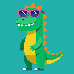 Funny dinosaur wearing sunglasses vector design