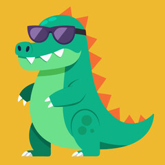 Funny dinosaur wearing sunglasses vector design