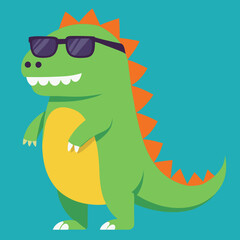 Funny dinosaur wearing sunglasses vector design
