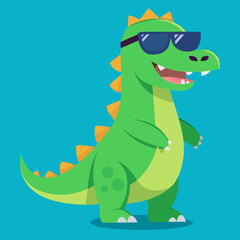 Funny dinosaur wearing sunglasses vector design