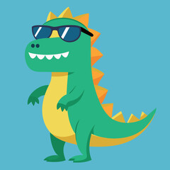 Funny dinosaur wearing sunglasses vector design