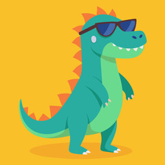 Funny dinosaur wearing sunglasses vector design