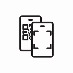 Mobile phone QR code device app icon vector sign