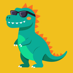 Funny dinosaur wearing sunglasses vector design