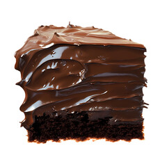 Glossy Ganache Chocolate Cake Slice on transparent background, Generative Ai