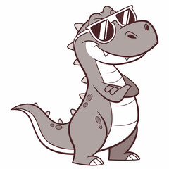 Funny dinosaur wearing sunglasses vector design