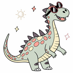 Funny dinosaur wearing sunglasses vector design