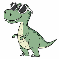 Funny dinosaur wearing sunglasses vector design