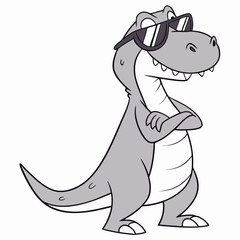 Funny dinosaur wearing sunglasses vector design