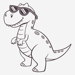 Funny dinosaur wearing sunglasses vector design