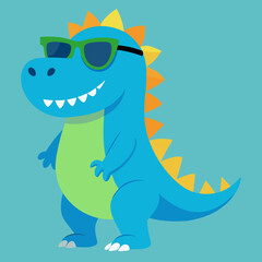 Funny dinosaur wearing sunglasses vector design