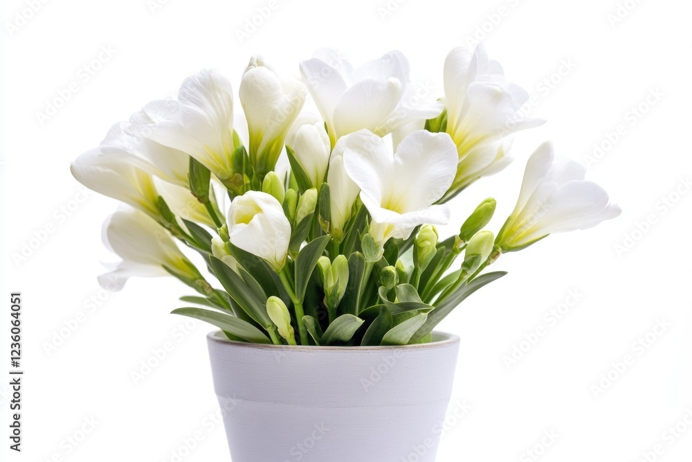 Poster a decorative vase filled with plenty of white flowers, perfect for adding a touch of elegance to any