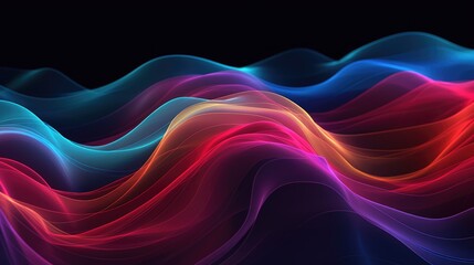 Obraz premium Vibrant Abstract Colorful Waves on Black Background