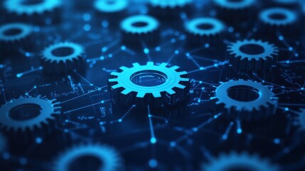 Business Infographic-Style Visual of Interconnected Gears Representing Teamwork and Strategy