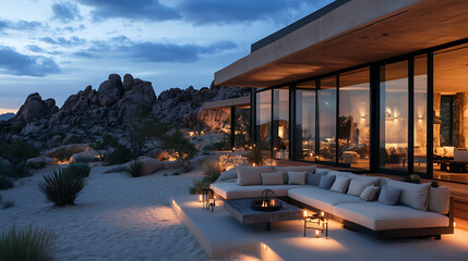 Fototapeta premium Chic Desert Home with Open-Air Seating