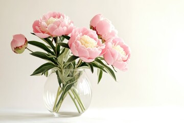 A decorative vase filled with pink flowers sits on a table, perfect for home decor or event use