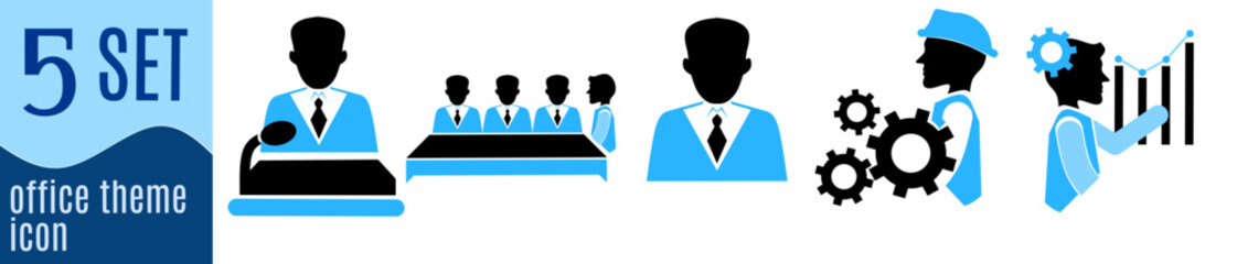business people wearing suits, carrying bags and folders. Vector illustration designSet of upper body characters of business people. Vector design in blue monochrome with outline.