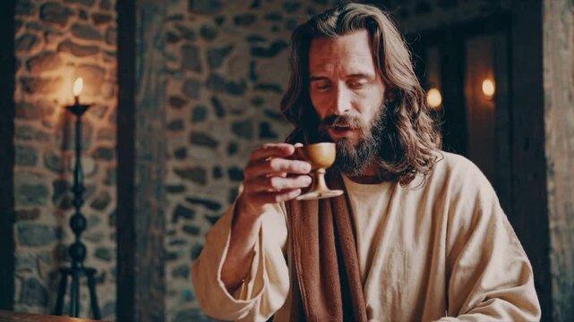 Loop video of Jesus and His Disciples at the Last Supper, Loop Video, Generative AI