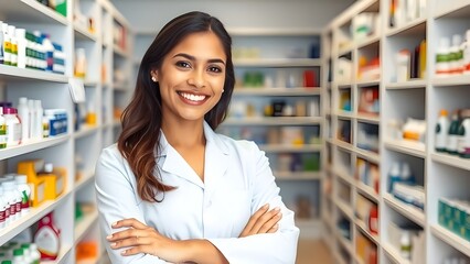 una farmacéutica sonriente