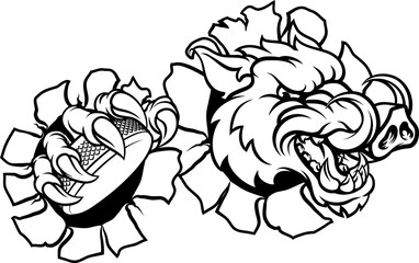 Boar Wild Hog Razorback Warthog Pig Hockey Mascot