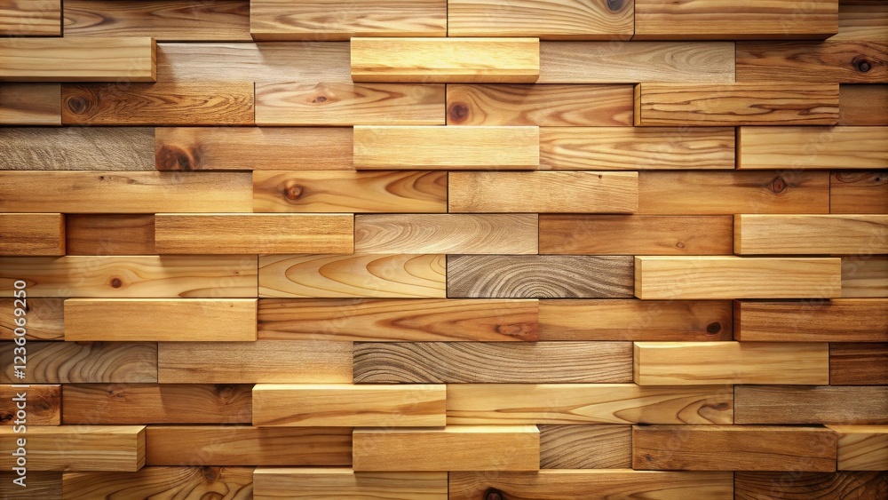 Poster a textured wood panel wall composed of varying width and length wooden planks with a rustic and natu