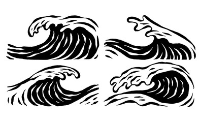 Hand drawn ocean waves vector tides.