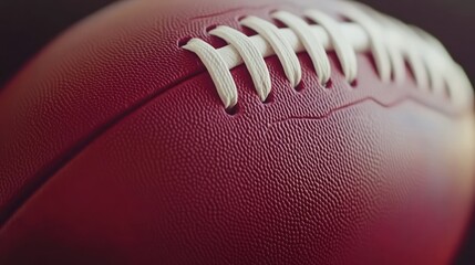 Close-up Red Football, laces, dark background, game prep