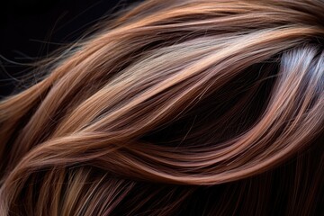 Naklejka premium A detailed shot of a woman's brown hair with subtle highlights and texture
