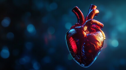 Human heart anatomy on abstract scientific background