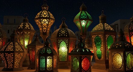 Elegant Ramadan Lantern with Warm Glow – Perfect for Gift Cards, Backgrounds, Islamic Decorations, and Festive Designs