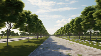 Obraz premium Serene Park Pathway on a Bright Sunny Day
