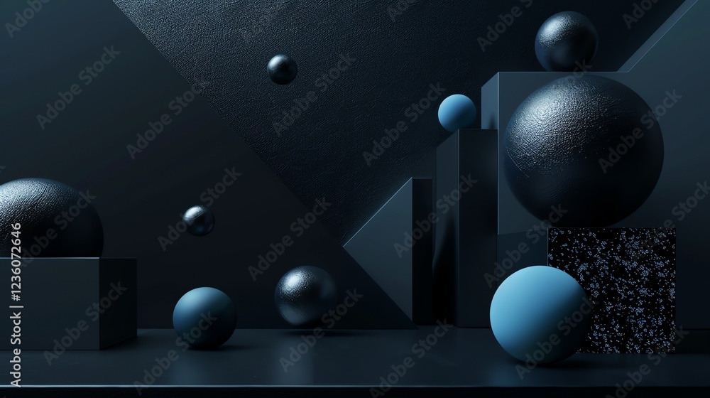Poster abstract 3d rendering of geometric shapes.