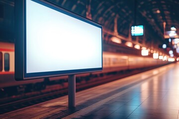 Train station with a vacant billboard