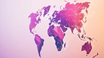 Global network connections, world map, digital technology, background, presentation