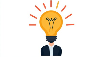 Creative idea concept with a light bulb as a head illustration.