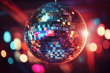 Obraz premium A shiny disco ball hangs from the ceiling, perfect for parties and events
