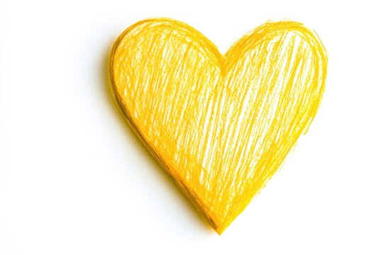 Simple illustration of a bright yellow heart on a clean white surface, ideal for romantic or inspirational designs