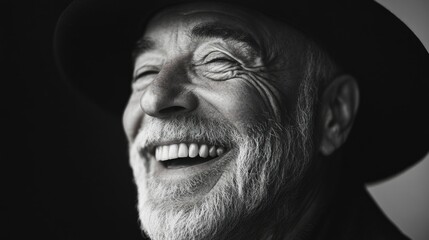 Obraz premium Gruff, Smiling Man in Hat