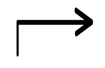 手描き風の直角に曲がった矢印