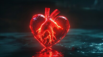 human heart burning with fire