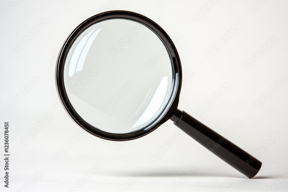 Poster a close-up shot of a magnifying glass on a table, ideal for use in educational or scientific context